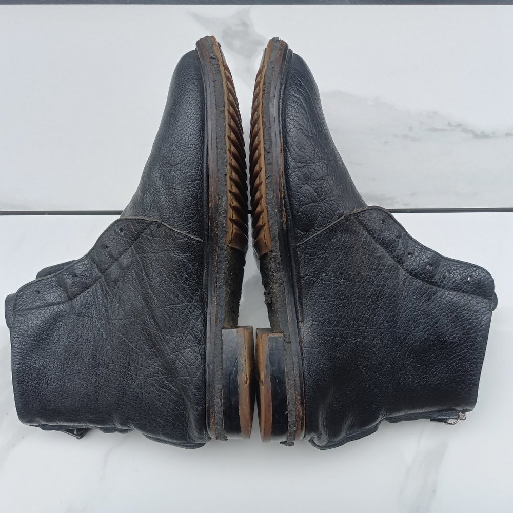 Elia Maurizi Leather Ankle Boots Back Zip Natural Rubber Mid-Sole Size 10.5 M - Picture 8 of 12